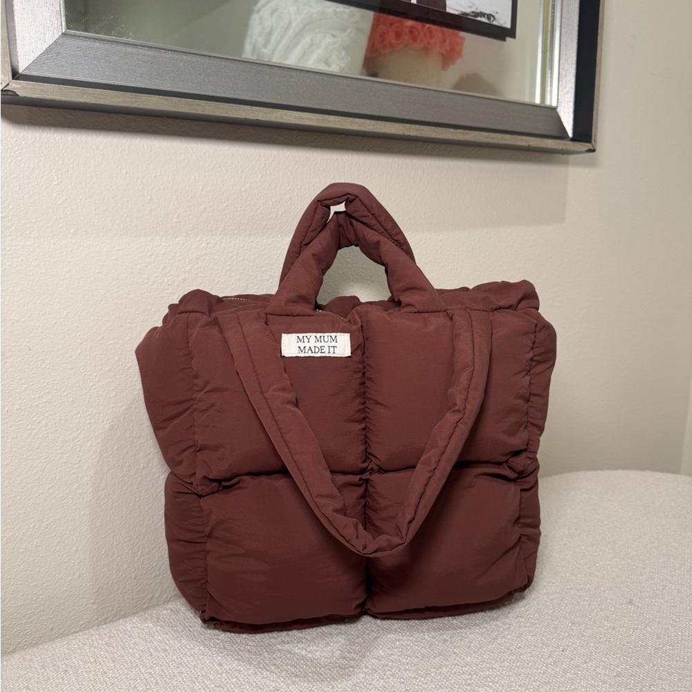 MyMumMadeIt Puffer Brown Tote Bag New - Picture 2 of 9